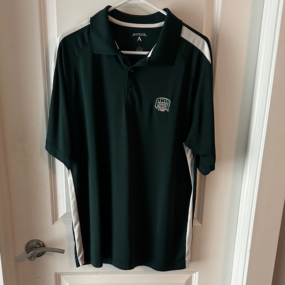 Antigua Men's Polo Shirt with Green and White Design